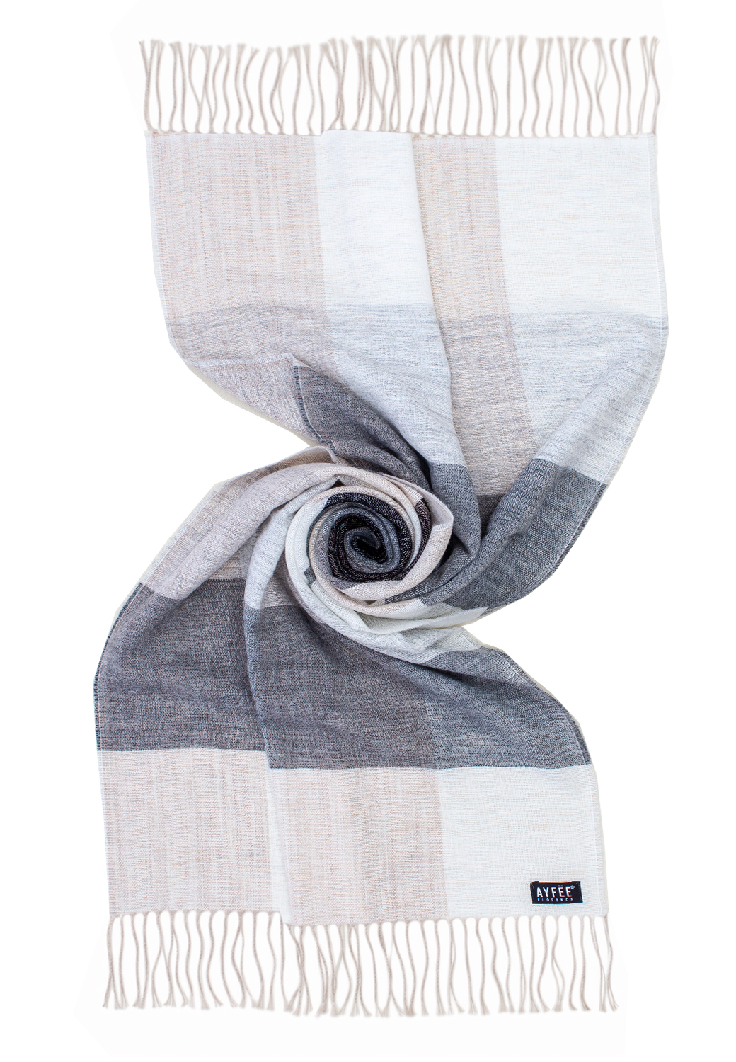 STOLA JACQUARD A QUADRI, 58%PC 18%PA 12%WO 12%VI, MADE IN ITALY     